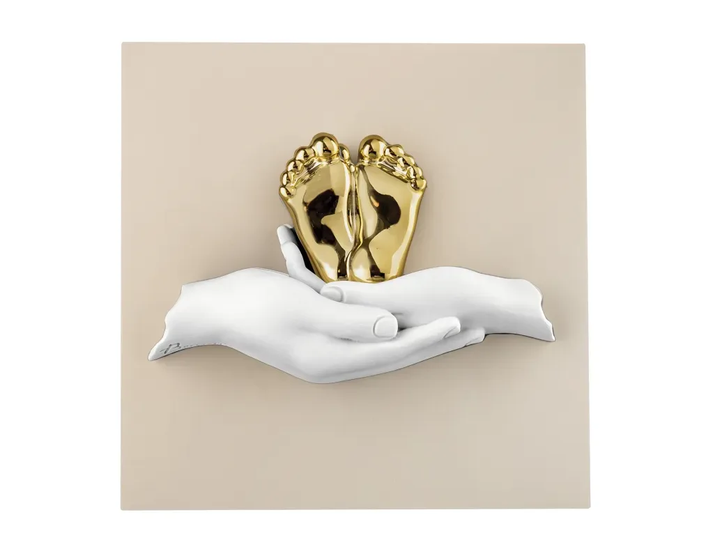 Placca Battesimo Bongelli Piedini 15x15 Nocciola Bongelli