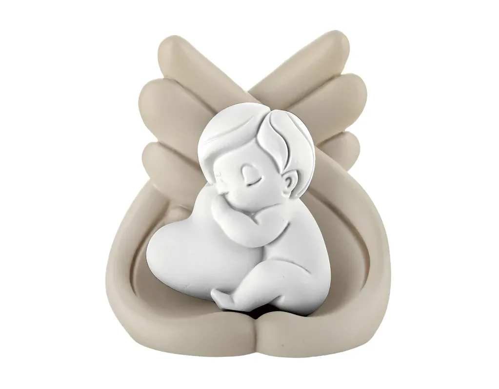 Bomboniera Bimbo Ali e Cuore Bongelli 9x10 Nocciola Bongelli