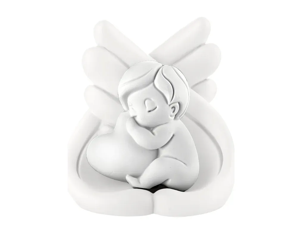 Bomboniera Bimbo Ali e Cuore Bongelli 9x10 Bianca Bongelli