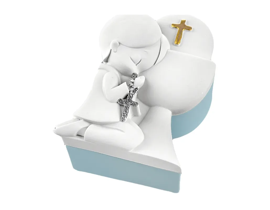 Scatolina Comunione Bimbo Bongelli Memory Celeste 8x6 Bongelli