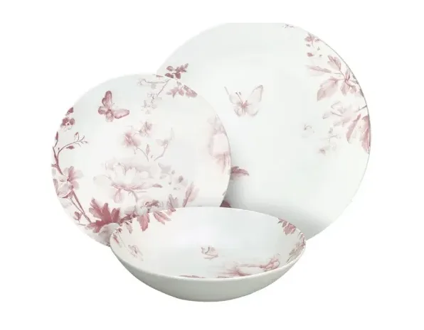 servizio 18pz piatti moon vie en rose Tognana