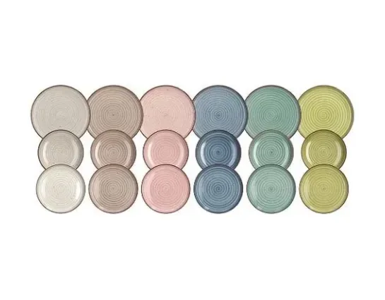 Servizio Piatti 18 Pezzi Porcellana Multicolor Tognana